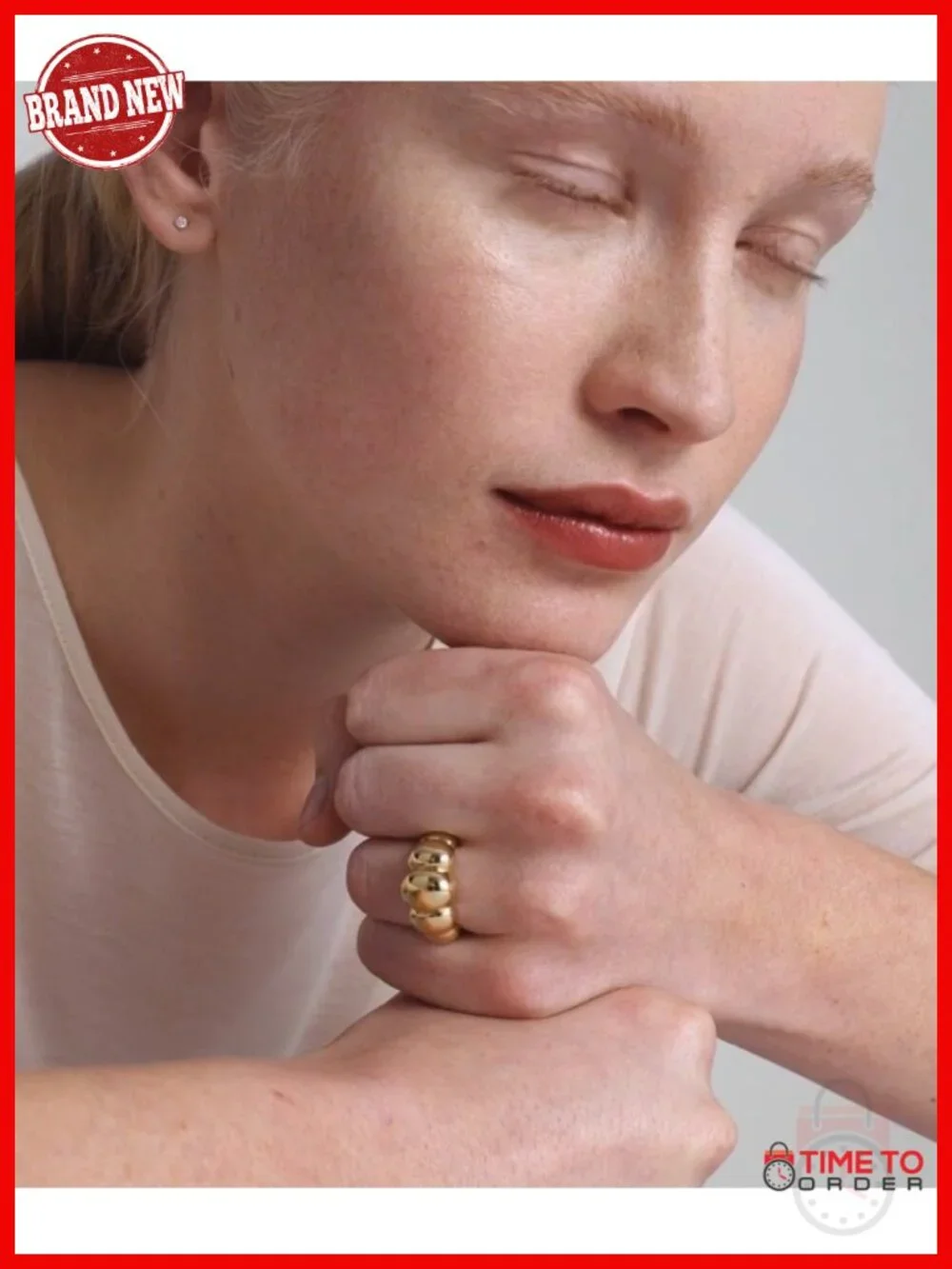 14K Gold Filled Chunky Statement Ring, Stackable Dome Band for Women